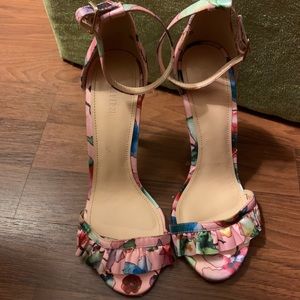 Pink flower print heels